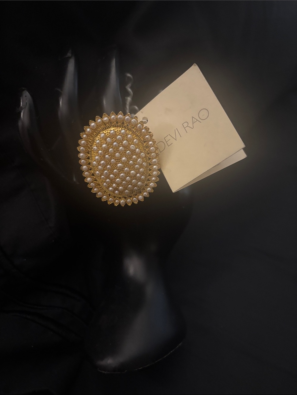 Devi Rao Gold Dipped Pearl Cluster Statement Ring
